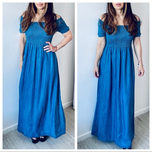 MADE IN ITALY ABSOLUTELY FABULOUS JEAN MAXI DRESS - Picture 5 of 5